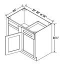 Base Cabinet Blind Corner-1D 1Drw 1S 27"W x 34.5"H x 24"D-White-Aspen