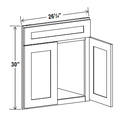 Base Cabinet Corner Sink Base Front-for use with SBF4242 26 1/4"W x 30"H-White-Shaker